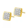 Best Apart Kolczyki z żółtego złota z diamentami - kwadraty - 0,10 ct - próba 585