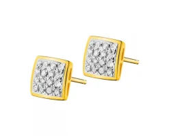 Best Apart Kolczyki z żółtego złota z diamentami - kwadraty - 0,10 ct - próba 585