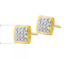 Best Apart Kolczyki z żółtego złota z diamentami - kwadraty - 0,10 ct - próba 585