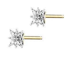 Online Apart Kolczyki z żółtego złota z diamentami - gwiazdy - 0,006 ct - próba 375