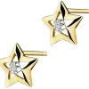 Online Apart Kolczyki z żółtego złota z diamentami - gwiazdy - 0,01 ct - próba 375