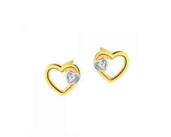 Outlet Apart Kolczyki z żółtego złota z diamentami - serca - 0,01 ct - próba 585