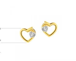 Outlet Apart Kolczyki z żółtego złota z diamentami - serca - 0,01 ct - próba 585