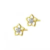 New Apart Kolczyki z żółtego złota z diamentami  - kwiaty - 0,006 ct - próba 375
