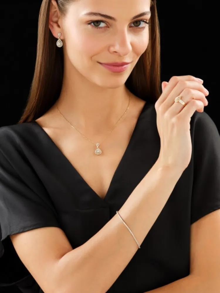 New Apart Kolczyki z żółtego złota z diamentami - 0,76 ct - próba 585