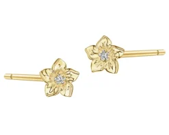Apart Kolczyki z żółtego złota z diamentami - kwiaty - 0,008 ct - próba 375< Kolczyki Z Diamentami