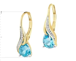 Discount Apart Kolczyki z żółtego złota z diamentami i topazami - próba 375