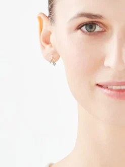 Discount Apart Kolczyki z żółtego złota z diamentami i topazami - liście - próba 375