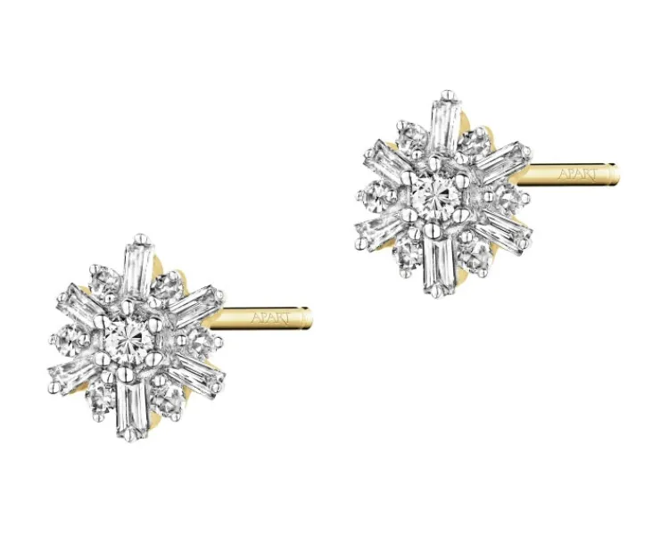 Apart Kolczyki z żółtego złota z diamentami - 0,15 ct - próba 585< Kolczyki Z Diamentami