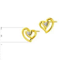 Best Apart Kolczyki z żółtego złota z diamentami - serca - 0,01 ct - próba 375