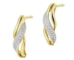 Hot Apart Kolczyki z żółtego złota z diamentami - 0,08 ct - próba 585