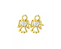 Sale Apart Kolczyki z żółtego złota z diamentami - aniołki, serca - 0,006 ct - próba 375