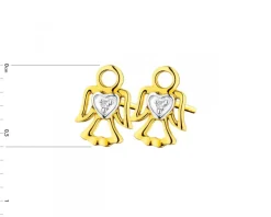 Sale Apart Kolczyki z żółtego złota z diamentami - aniołki, serca - 0,006 ct - próba 375