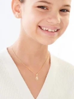 Sale Apart Kolczyki z żółtego złota z diamentami - aniołki, serca - 0,006 ct - próba 375