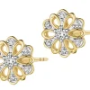 Outlet Apart Kolczyki z żółtego złota z diamentami - kwiaty - 0,10 ct - próba 585