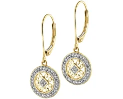 New Apart Kolczyki z żółtego złota z diamentami - rozety - 0,17 ct - próba 585