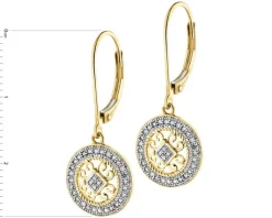 New Apart Kolczyki z żółtego złota z diamentami - rozety - 0,17 ct - próba 585