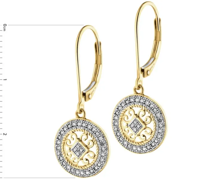 New Apart Kolczyki z żółtego złota z diamentami - rozety - 0,17 ct - próba 585