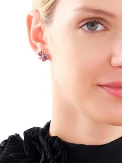 Apart Kolczyki z  żółtego złota z diamentami, ametystami i turmalinami - próba 375< Kolczyki Z Diamentami