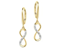 Clearance Apart Kolczyki z żółtego złota z diamentami - nieskończoność - 0,03 ct - próba 375