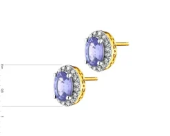 Apart Kolczyki z żółtego złota z diamentami i tanzanitami - próba 585< Kolczyki Z Diamentami