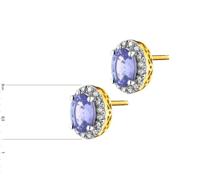 Apart Kolczyki z żółtego złota z diamentami i tanzanitami - próba 585< Kolczyki Z Diamentami