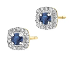 Clearance Apart Kolczyki z żółtego złota z diamentami i szafirami - próba 585