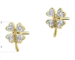Hot Apart Kolczyki z żółtego złota z diamentami - koniczyny - 0,02 ct - próba 375