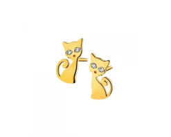 Apart Kolczyki z żółtego złota z diamentami - koty - 0,01 ct - próba 375< Kolczyki Z Diamentami