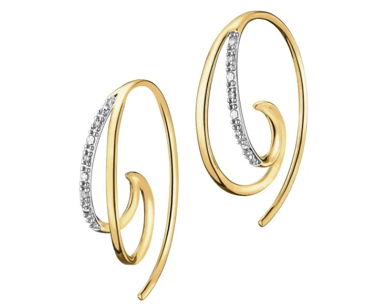 Apart Kolczyki z żółtego złota z diamentami - 0,02 ct - próba 375