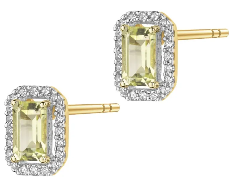 Online Apart Kolczyki z żółtego złota z diamentami i kwarcami Lemon - próba 585