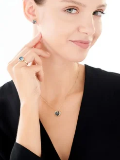 Outlet Apart Kolczyki z żółtego złota z diamentami i topazem London Blue - próba 585