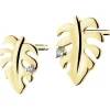 Apart Kolczyki z żółtego złota z diamentami - monstera - 0,008 ct - próba 375< Kolczyki Z Diamentami