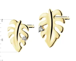 Apart Kolczyki z żółtego złota z diamentami - monstera - 0,008 ct - próba 375< Kolczyki Z Diamentami