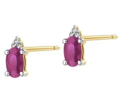 Outlet Apart Kolczyki z żółtego złota z diamentami i rubinami - próba 375