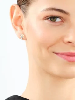 Clearance Apart Kolczyki z żółtego złota z diamentami i topazami London Blue - sowy - próba 375