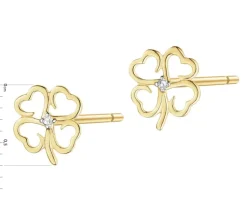 Sale Apart Kolczyki z żółtego złota z diamentami - koniczyny - 0,008 ct - próba 375