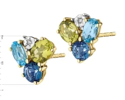 Online Apart Kolczyki z żółtego złota z diamentami, peridotami i topazami - próba 375