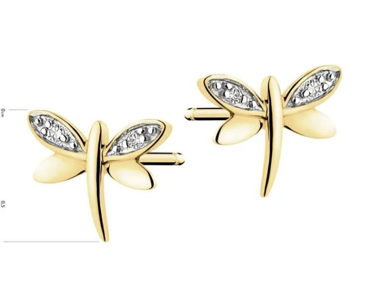 Apart Kolczyki z żółtego złota z diamentami - ważki - 0,02 ct - próba 375< Kolczyki Z Diamentami