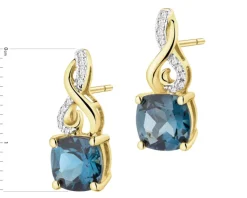 Apart Kolczyki z żółtego złota z diamentami i topazami London Blue - próba 585< Wszystkie