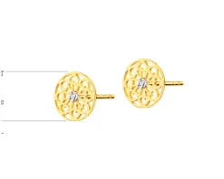 Apart Kolczyki z żółtego złota z diamentami - rozety - 0,01 ct - próba 375< Kolczyki Z Diamentami