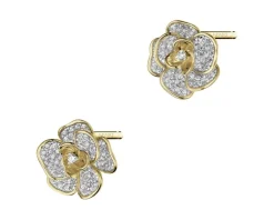 Apart Kolczyki z żółtego złota z diamentami - kwiat - 0,39 ct - próba 585< Kolczyki Z Diamentami