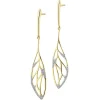 Outlet Apart Kolczyki z żółtego złota z diamentami - liście - 0,12 ct - próba 585
