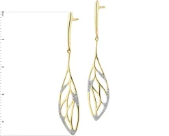 Outlet Apart Kolczyki z żółtego złota z diamentami - liście - 0,12 ct - próba 585