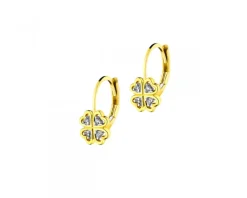 New Apart Kolczyki z żółtego złota z diamentami - koniczyny - 0,02 ct - próba 375