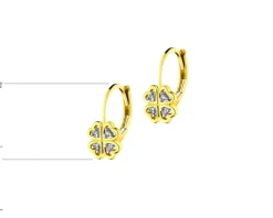 New Apart Kolczyki z żółtego złota z diamentami - koniczyny - 0,02 ct - próba 375