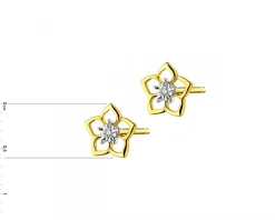 Online Apart Kolczyki z żółtego złota z diamentami  - kwiaty - 0,006 ct - próba 585