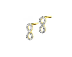Apart Kolczyki z żółtego złota z diamentami - nieskończoność - 0,09 ct - próba 585