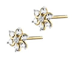Apart Kolczyki z żółtego złota z diamentami - kwiaty - 0,006 ct - próba 375< Kolczyki Z Diamentami