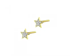 Clearance Apart Kolczyki z żółtego złota z diamentami - gwiazdy - 0,005 ct - próba 375